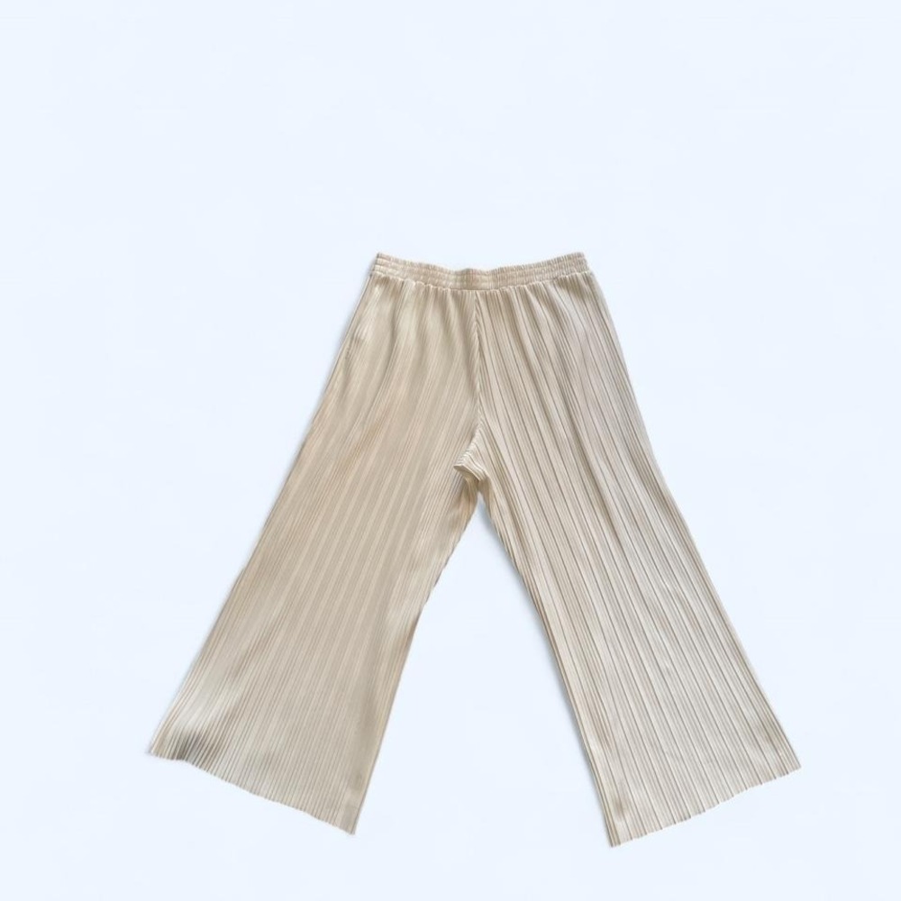 Cream pleated wide leg trousers size M by‎ Mark New York